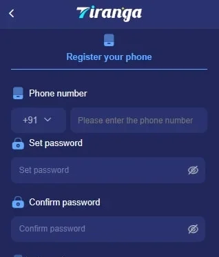 Tiranga Lottery Registration Page
